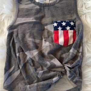 Stylish Gray Camo Tank with Flag Pocket